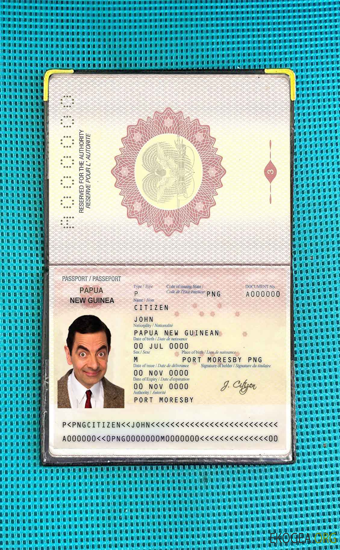 Look photo du passeport de Papouasie Nouvelle Guinée